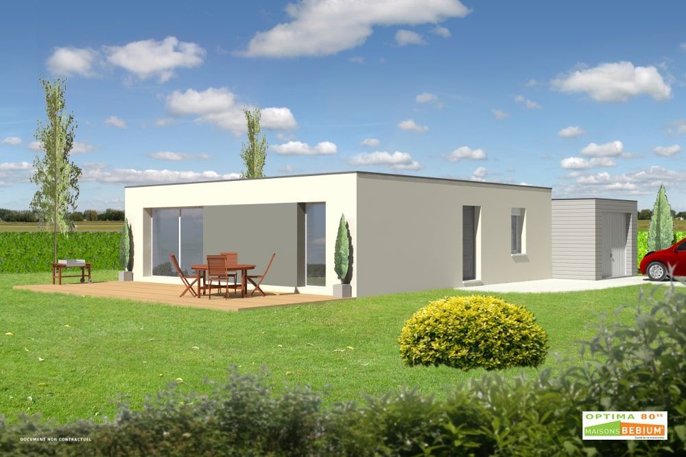 Faire construire une maison  contemporaine à toit plat - bioclimatique - cle en main - MAISONS BEBIUM